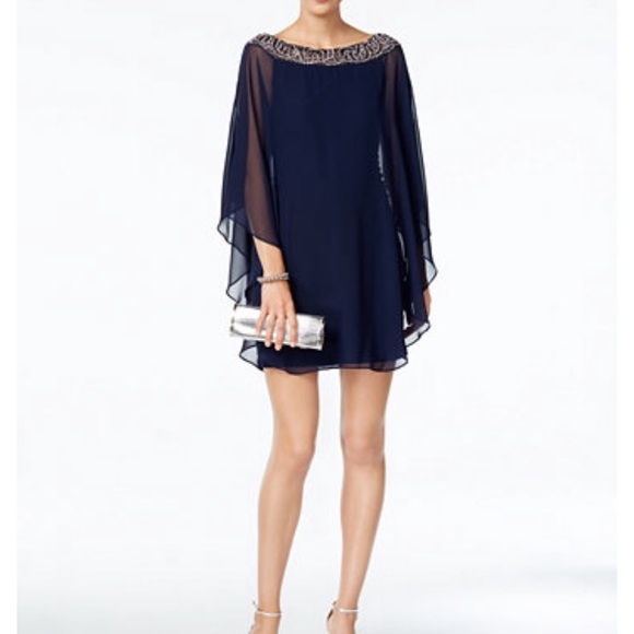 Xscape Dresses & Skirts - ✨FINAL PRICE✨Xscape Embellished Cape-overlay Dress
